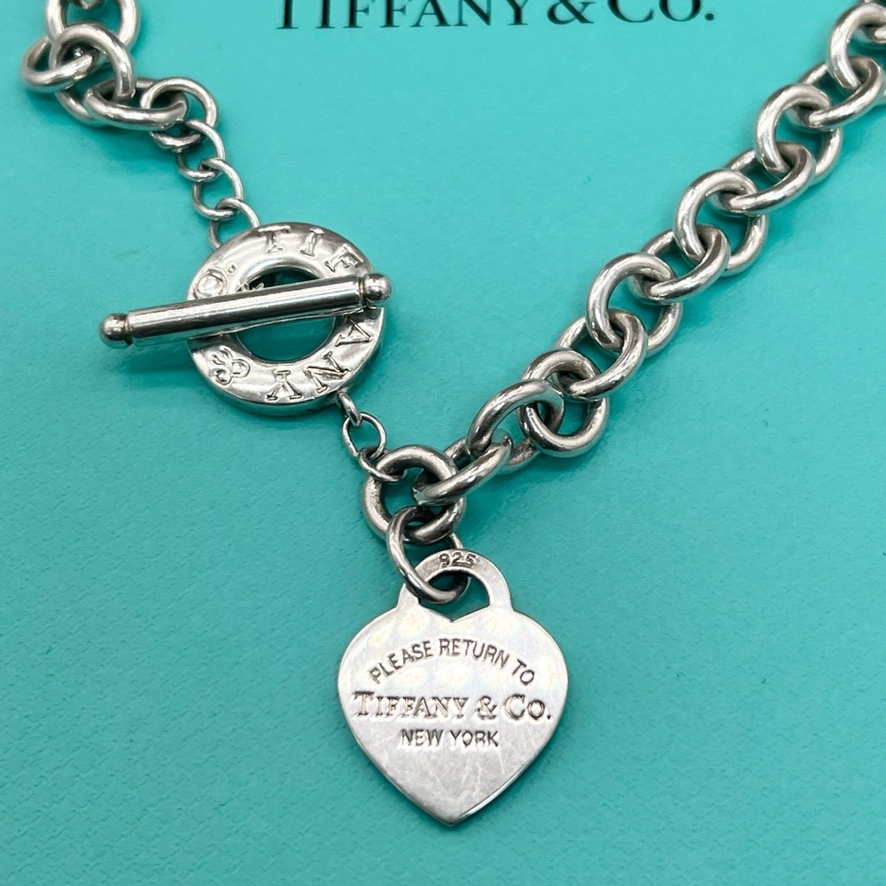 🔴Authentic Tiffany & Co. Sterling Silver RTT Heart Tag Toggle Link Necklace🔴 - Picture 5 of 8